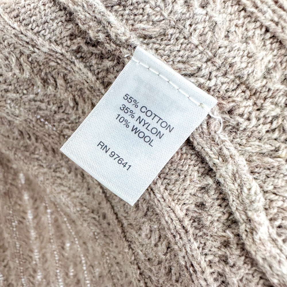 J. Jill Beige Cable Knit Long Open Wool Blend Cardigan Sweater - Picture 4 of 6